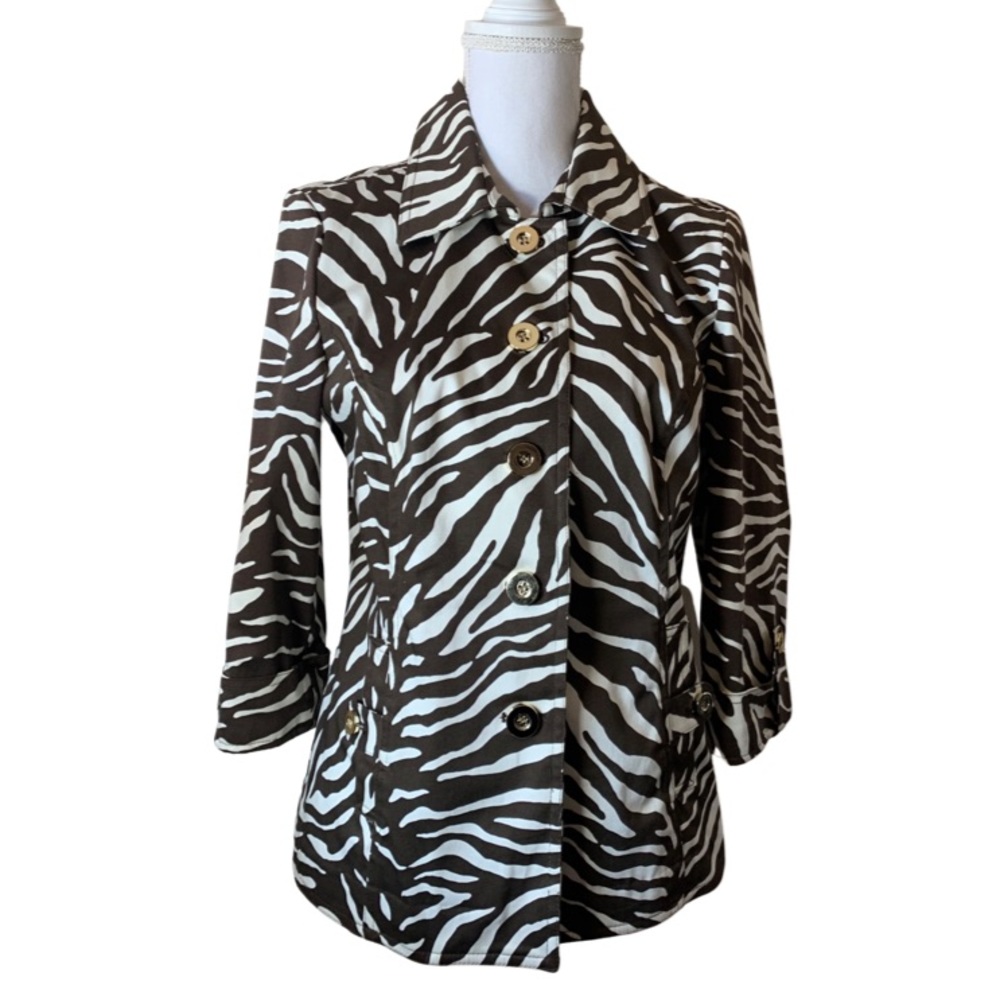 NWOT Charter Club Jacket. Small. Animal Print Brown and Off-White - Picture 3 of 9